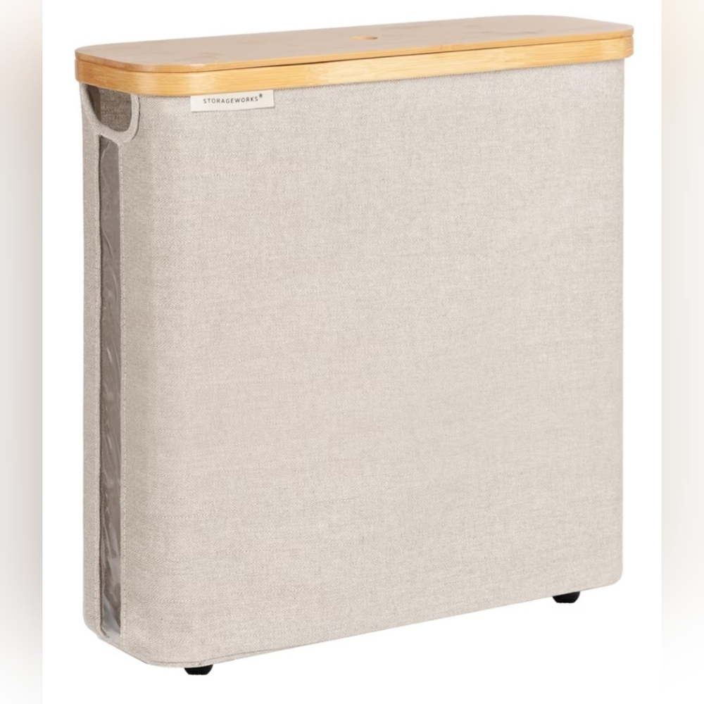 NWOT**Large Toilet Paper Storage with Bamboo Lid, Toilet Paper Holder.